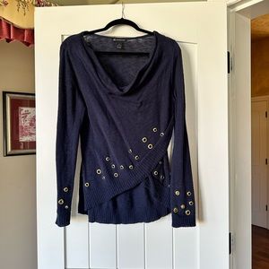 INC. Navy Blue Sweater with Gold Embellishment